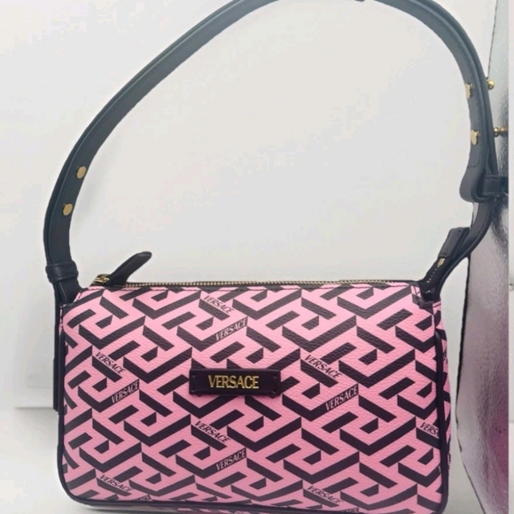 Versace Handbags - Versace Shoulder Bag Coated Canvas Monogram Calf Pink/black $1050 Retail/ NEW
